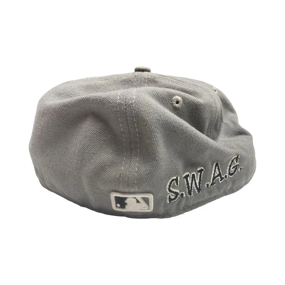 New Era 59Fifty Fitted Size 7 1/8 MLB Atlanta Braves Grey & Black Hat *READ